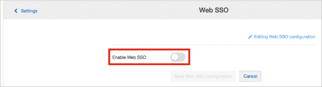 Screenshot shows the Enable Web S S O control.