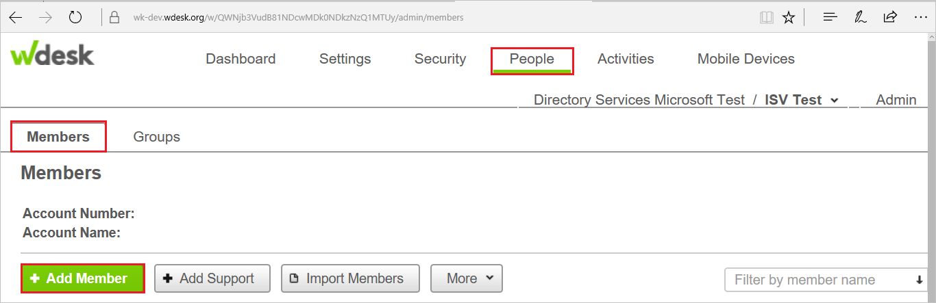 Screenshot shows the Members tab where you can select Add Member.