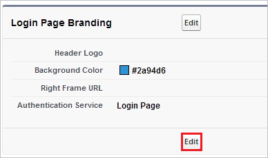 Screenshot shows the Login Page Branding section where you can select edit.