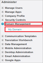 Screenshot shows My Domain selected from Domain Management.