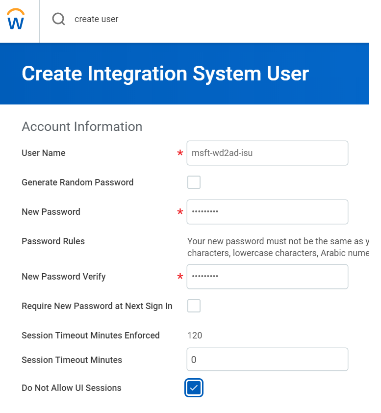 Create Integration System User