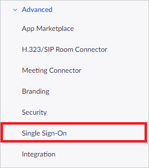 Screenshot of Single sign-on tab.