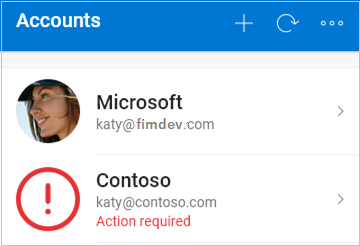 Microsoft Authenticator app, showing the available account tiles