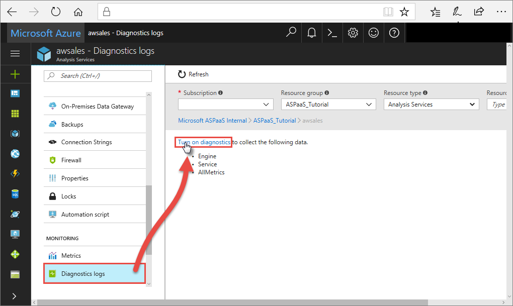 Turn on resource logging for Azure Cosmos DB in the Azure portal