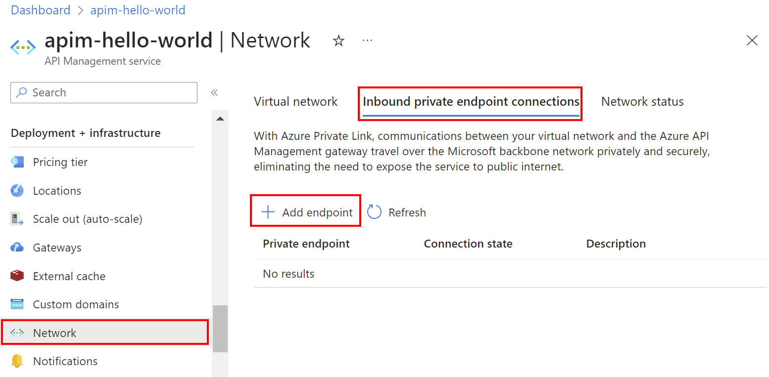 Add a private endpoint using Azure portal