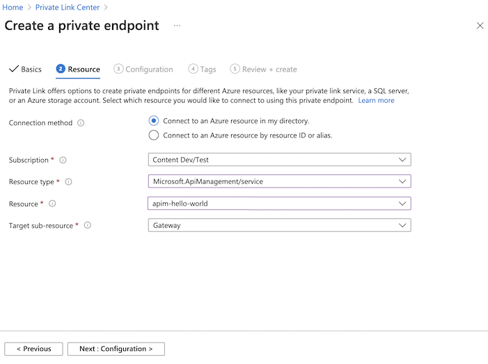 Create a private endpoint in Azure portal