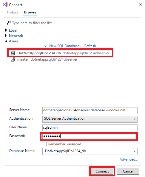 Configure database connection from Visual Studio