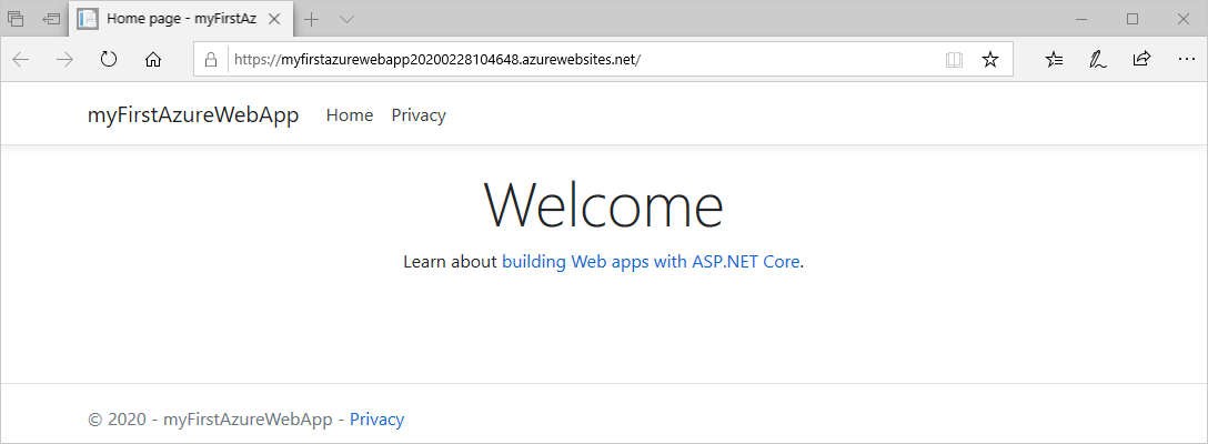 Published ASP.NET web app running in Azure