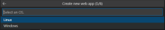 A screenshot of the dialog in VS Code used to select operating system to use for hosting the web app.