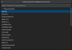 A screenshot of the dialog in VS Code used to select location for the new database.
