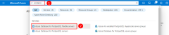 A screenshot showing how to use the search box in the top tool bar to find Postgres Services in the Azure portal.