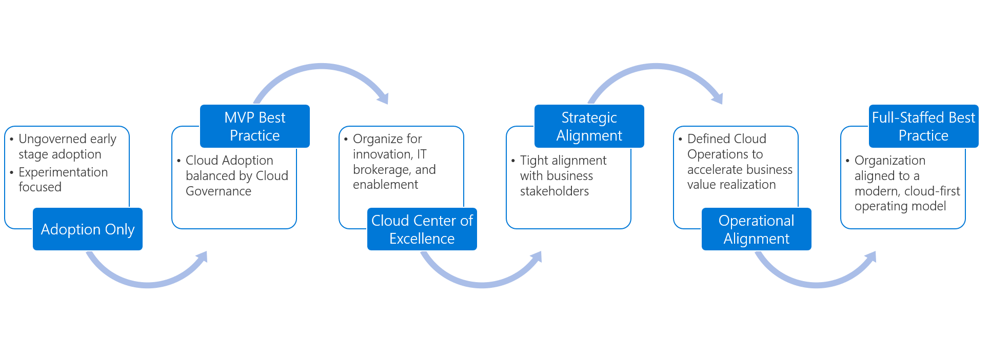Diagram that shows the organizational maturity cycle.