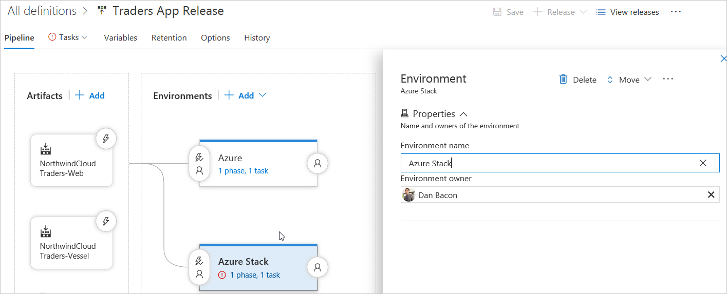 Name environment in Azure App Service Deployment in Azure DevOps Services