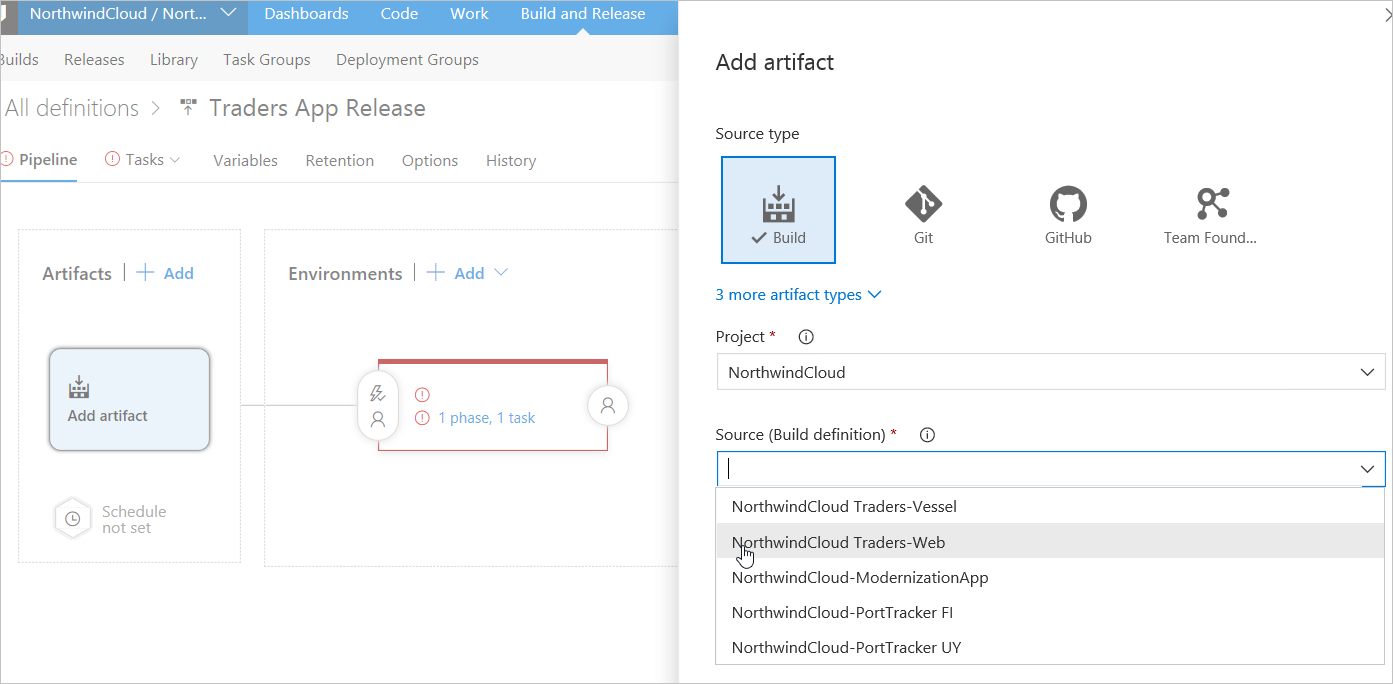 Add artifact to Azure Cloud build in Azure DevOps Services