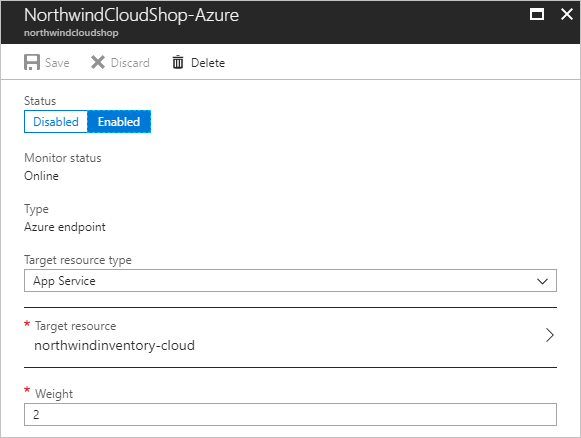 Screenshot that shows you how to enable an Azure endpoint in the Azure portal.