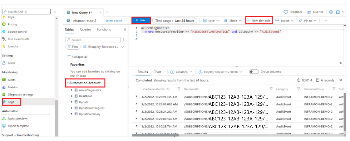 Screenshot showing how to query logs.