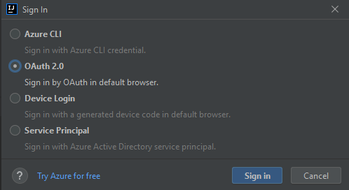 The Azure Sign In window with device login selected