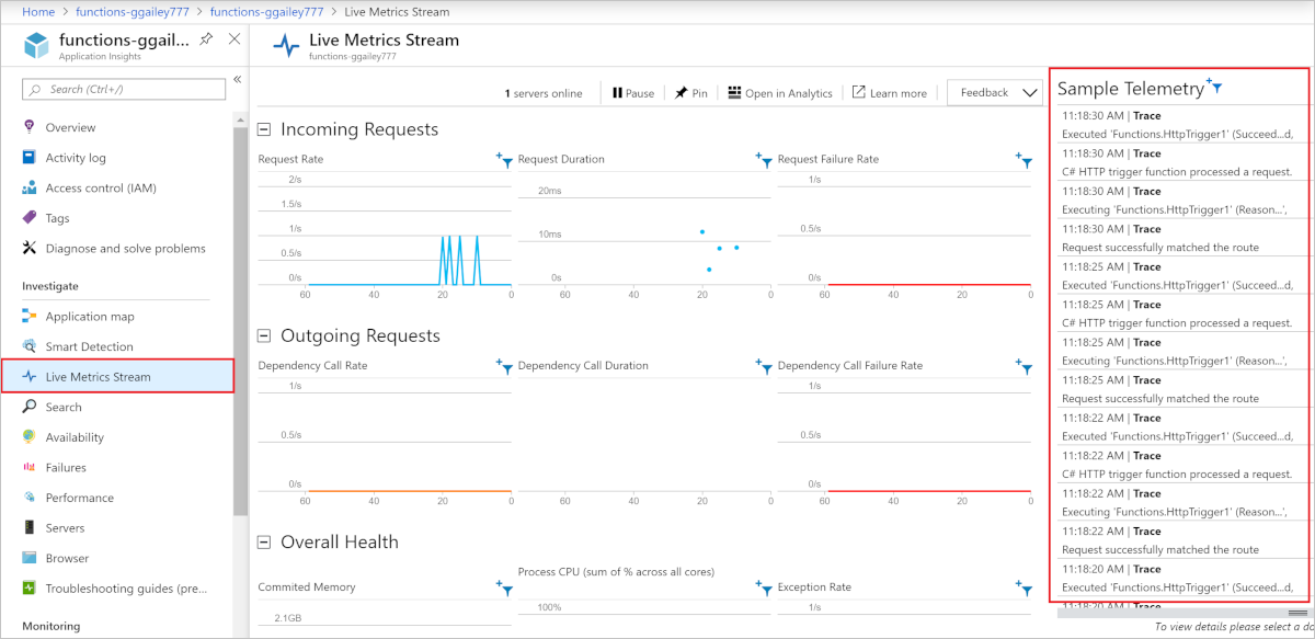 Stream execution logs in Azure Functions | Microsoft Docs