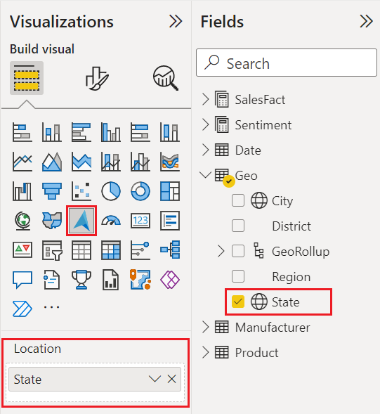 A screenshot showing the selection of the state field from the geo table.