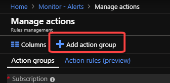 The "Add action group" command