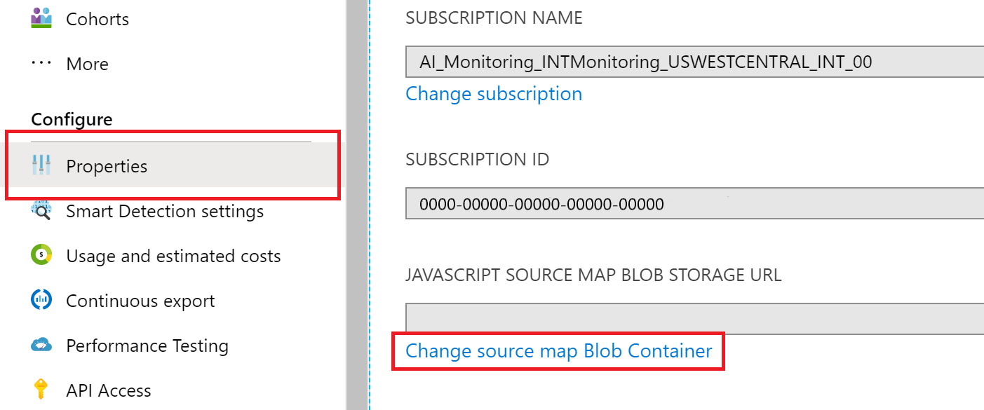 Reconfigure your selected Azure Blob Container by navigating to the Properties Blade