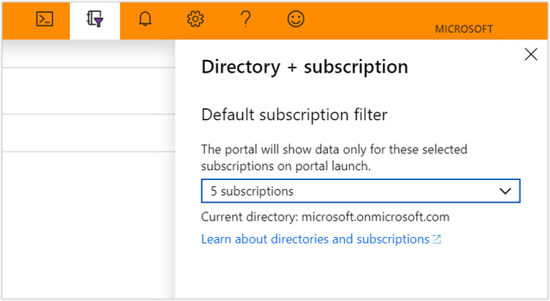 Screenshot of selecting a subscription filter.