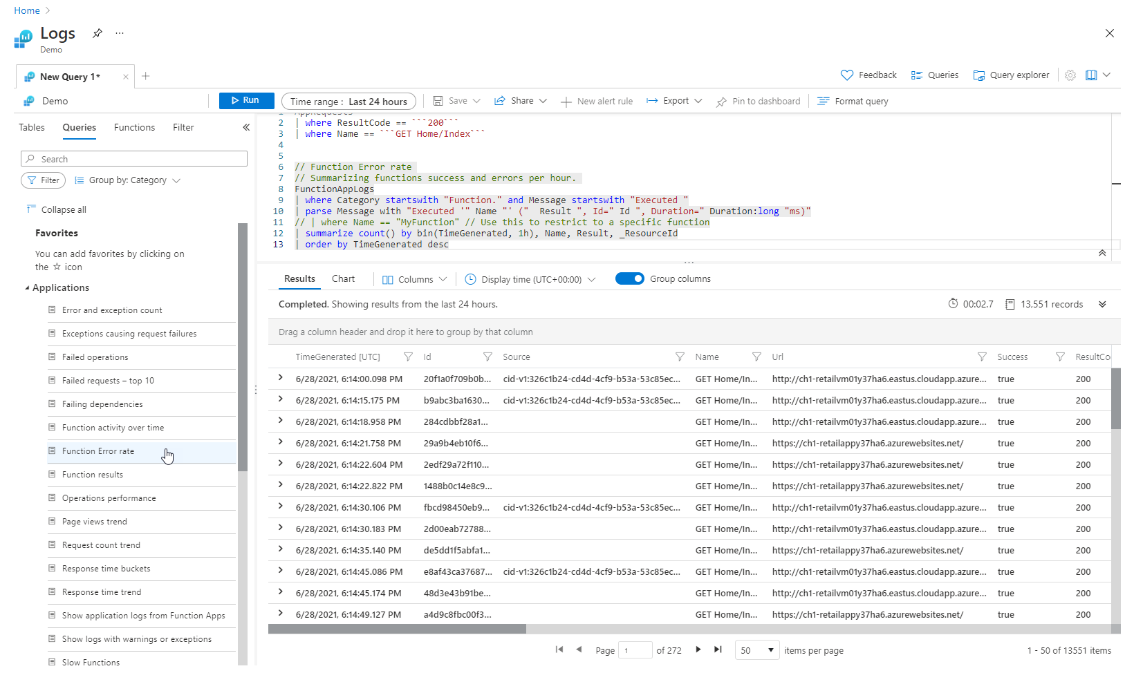 Screenshot that shows a new query.