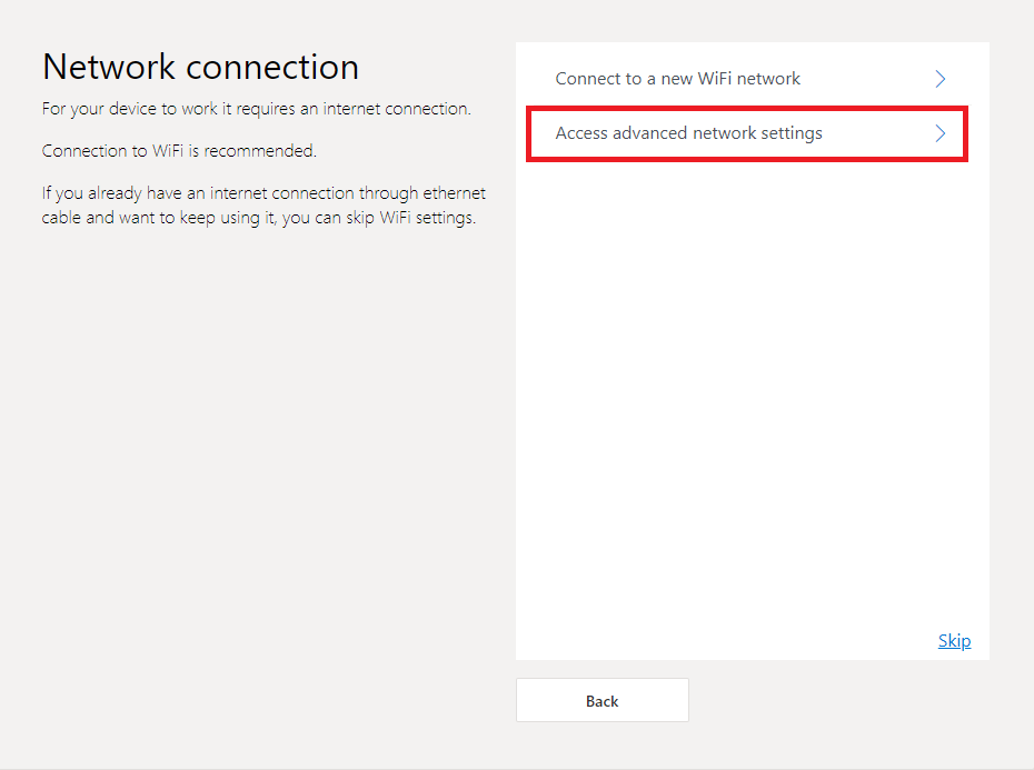 Launch the advanced network settings from the Network connections page
