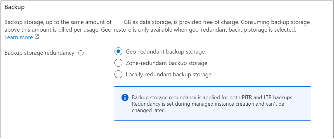 Configure backup storage redundancy