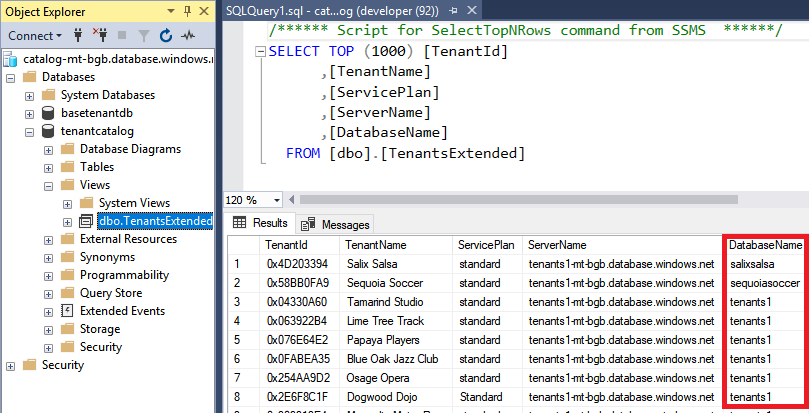 ExtendedTenants view in SSMS
