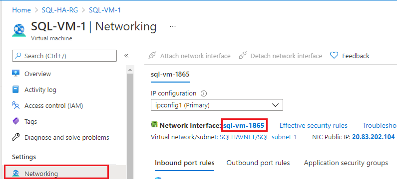 Select Networking in the Settings pane, and then select the Network Interface