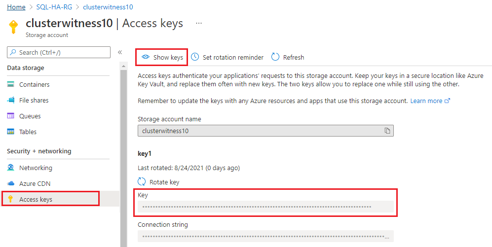 Select **Show Keys** and copy the key