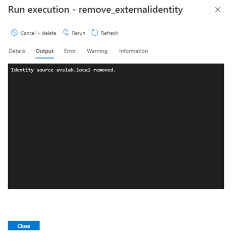 Screenshot showing the output of a run execution.