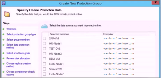 Specify online protection data