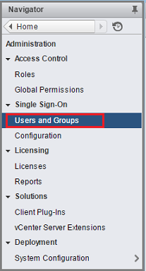 Users and Groups option