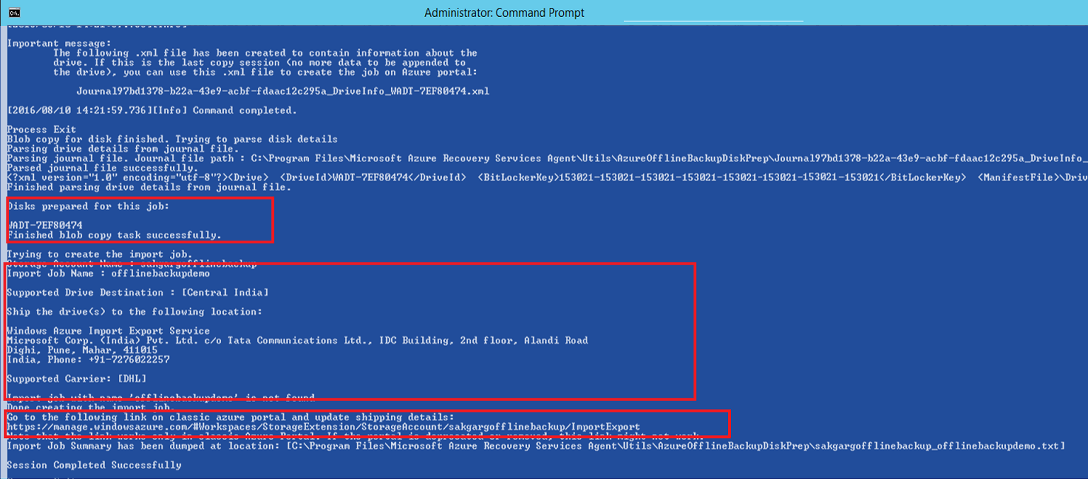 Screenshot shows that Azure disk preparation is finished.