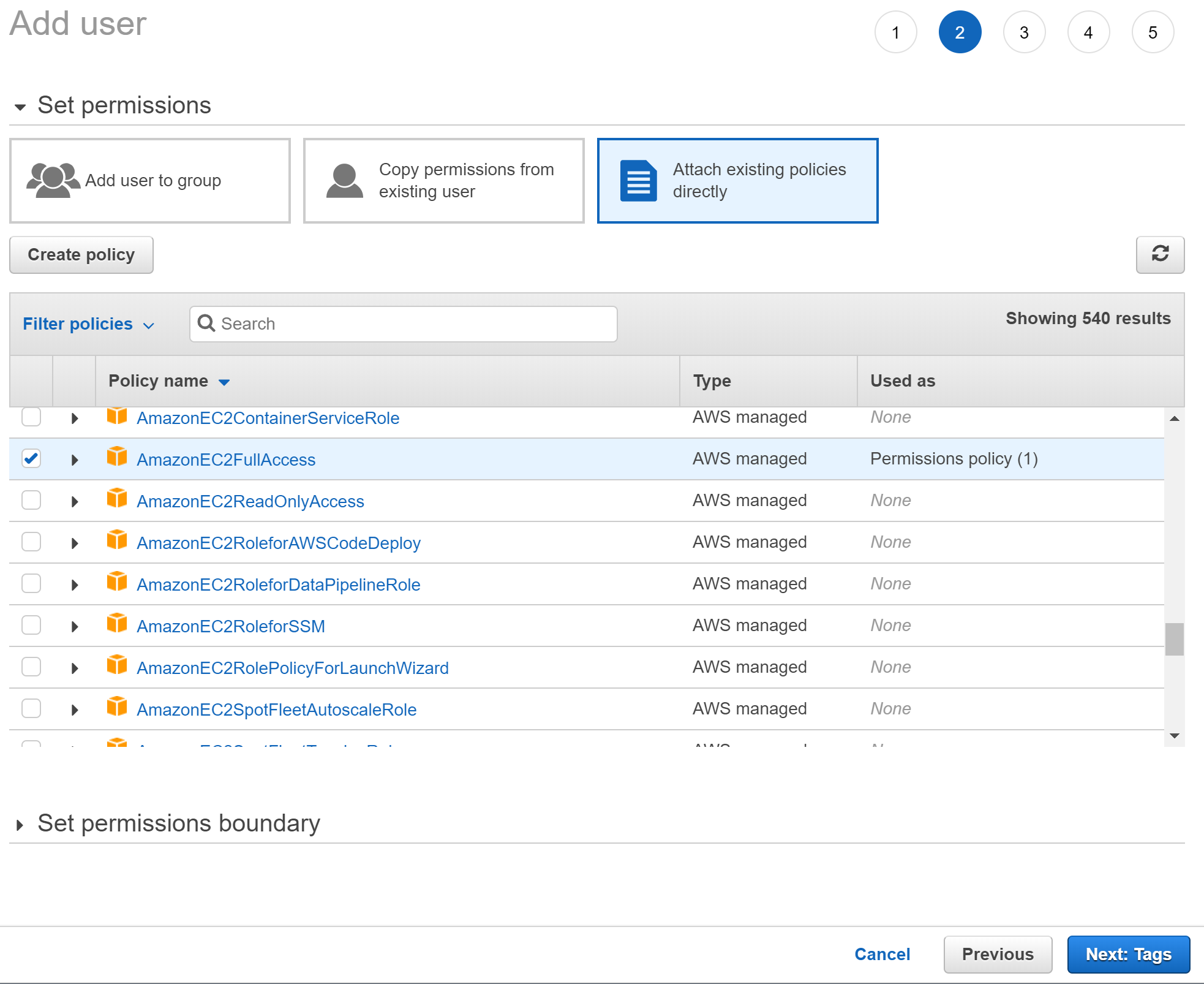 Third screenshot of a new user being created in an AWS cloud console.