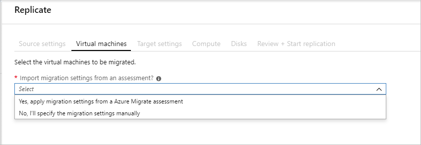 Screenshot that shows selecting assessments.