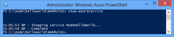 The status of the Stop-AzureService command