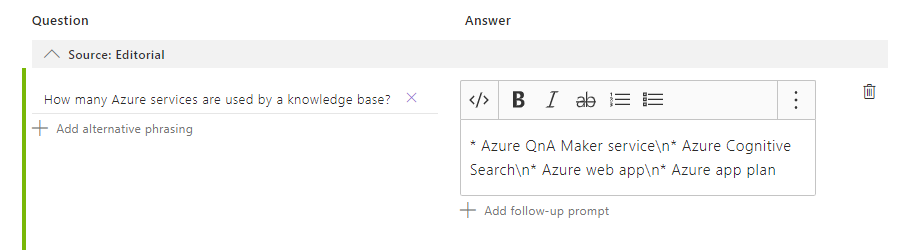 Add the question as text and the answer formatted with markdown.