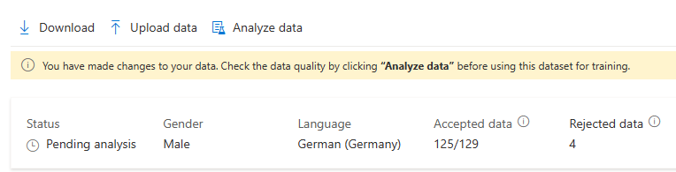 Screenshot of selecting Analyze data on Data details page.
