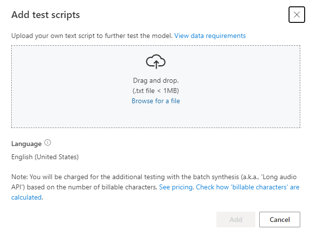 Screenshot of uploading model test scripts.
