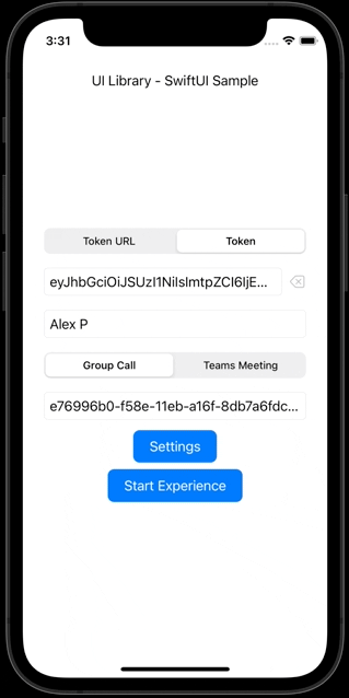 Gif animation shows the pre-meeting experience and joining experience on iOS.