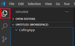 Screenshot that shows Explorer and the untitled workspace.