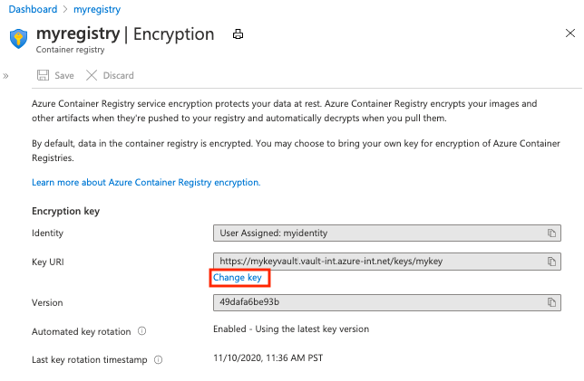 Rotate key in the Azure portal