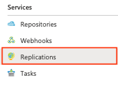 Replications in the Azure portal container registry UI