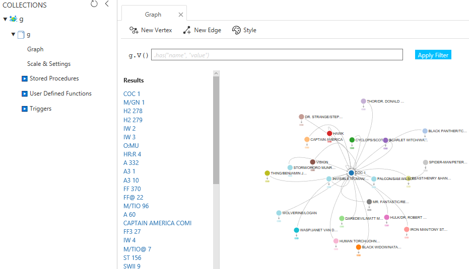 Visual graph explorer in Data Explorer in the Azure portal