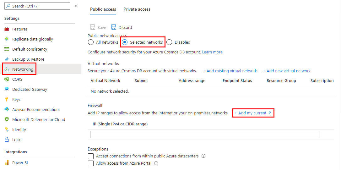 Screenshot showing a how to configure firewall settings for the current IP