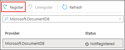 Registering the Microsoft.DocumentDB resource provider