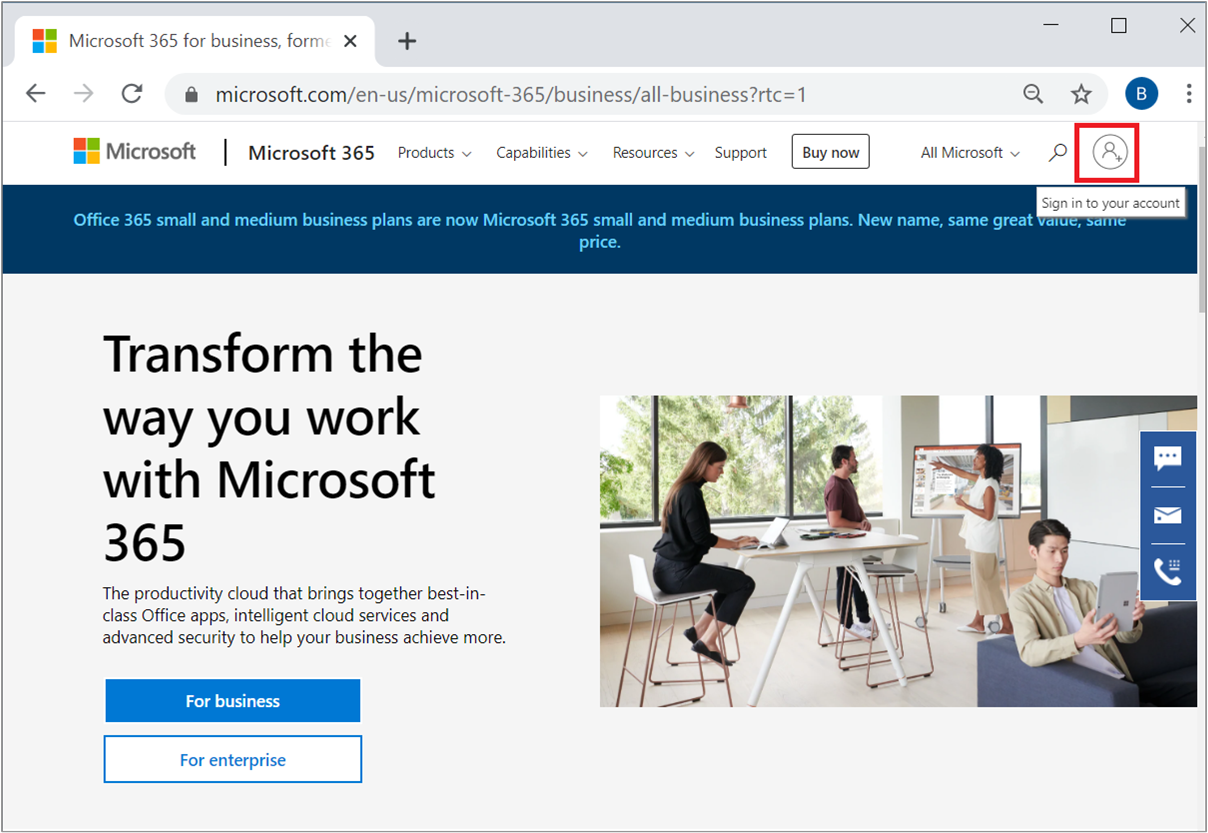 screenshot of Microsoft 365 trial page